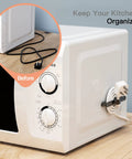Microwave with Slim Cord Organizer For Kitchen Appliances 4 Pack Keeps Thick Power Cords No Mess Neatly Tidy With Strong Adhesive Mounts