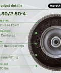 Skip The Hassle And Roll Smooth With This Flat Free Rubber 2 80 2 50 4 Tire And Wheel Assembly Boasting A 3 Inch Centered Hub.