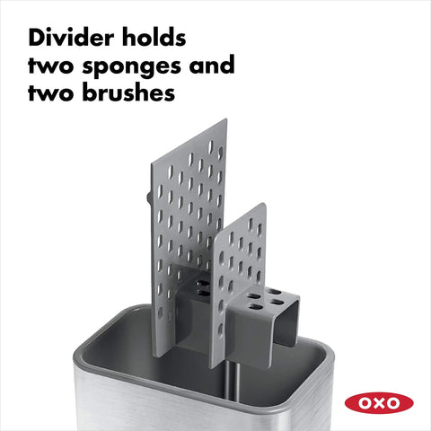 Real Handy Stainless Steel Sink Caddy Keeps Sponges And Brushes Neat And Within Reach With Ventilated Divider And Drip Tray