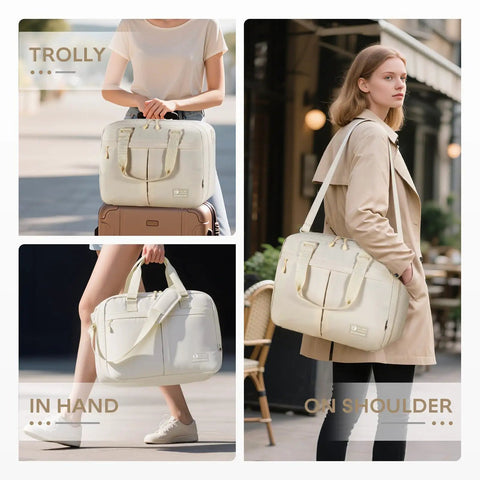 Underseat Personal Item Travel Bag For Airplanes Lightweight Weekender Duffle With A 15.6 Inch Laptop Compartment Carry On Beige