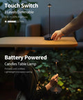 Person using Go Anywhere Cordless Table Lamp Set Of 2 With Portable LED Desk Lamps And A 5000mAh Rechargeable Battery.