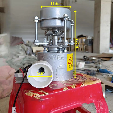 1000W Portable Water Turbine Generator 220V Micro Hydroelectric Power System With Aluminum Alloy Shell For Family Outdoor Adventures And Reliable Off Grid Remote Area Power Supply For Camping Trips, close-up view on a red stool