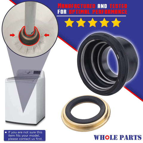 Beefed Up Whole Parts Washer Tub Seal Kit 5303279394 black seal and gold ring for top load washer tub replacement