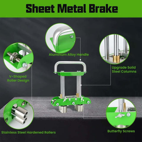 Sheet Metal Brake with aluminum alloy handle and solid steel columns for Heavy Duty Metal Bender Roller Tool For 0 To 90 Degree Bends