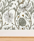 Straight Up Stunning Jumbo Floral Neutral Wallpaper With Matte Linen Texture And Durable Pvc Free Build Zero Hassle Paste To Paper Install For Kitchens Bathrooms And Commercial Spaces, showing delicate floral design.