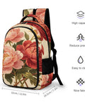 Vintage Peony Botanical Printed Backpack For Everyday Use Unisex Large Capacity Daypack With Durable Polyester Fabric