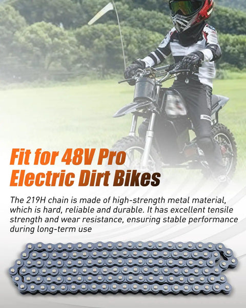 Heavy Duty 219H Chain With 126 Pins For 48V Pro Electric Dirt Bikes Built Tough With Premium Metal High Strength Wear Resistant
