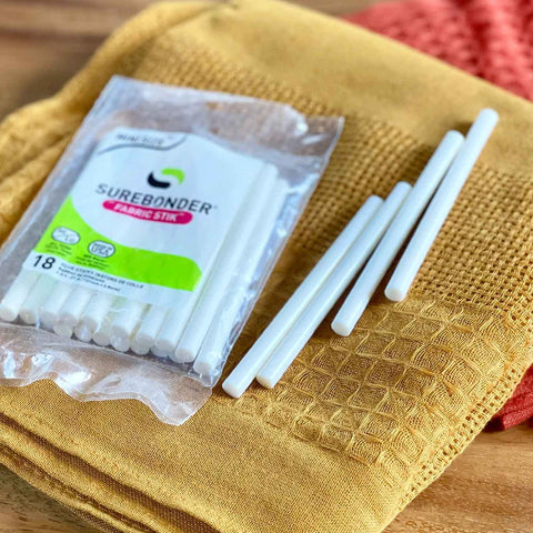 Pack of white mini fabric hot glue sticks 4 inch length machine washable adhesive great for fabric leather ribbon and foam