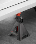 Beefy 3 Ton Jack Stands With Locking Pins Adjustable Height 10.8 To 16.3 Inches in use holding up a vehicle