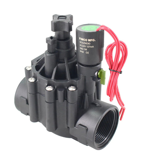 One And A Half Inch Inline Electric Solenoid Irrigation Valve With 24VAC Coil And Manual Rotary Switch Flow Control Model X150