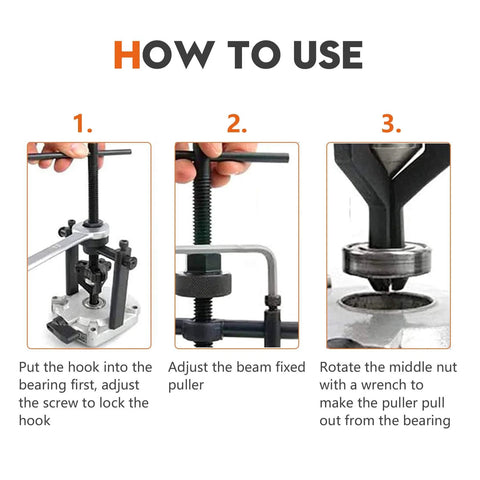 How to use Three Jaw Inner Pilot Bearing Puller Beefy Heavy Duty Auto Bushing Carbon Steel Gear Extractor steps