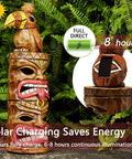 Outdoor Tiki Statue Decoration Solar Garden Figurine With Woodpecker On Top Waterproof Yard Lawn Decor That Glows After Sunset A Totally Cool Housewarming Gift For Women Patio Balcony And Backyard 15 Inch Tall showcasing woodpecker detail