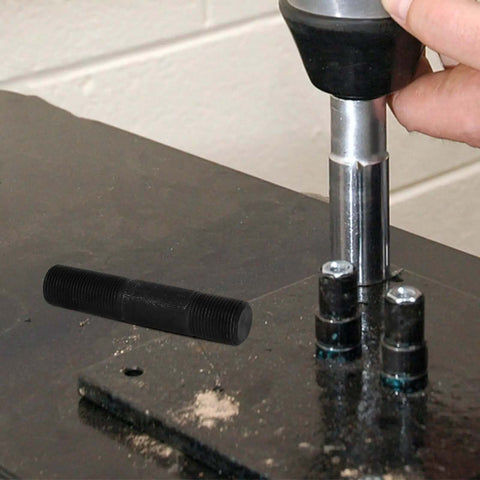 Hydraulic Punch Driver Kit With Draw Nut For Electrical Conduit Hole Cutter in use on metal sheet