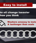 12 Piece Drain Plug Crush Washer And Gasket Set For Transmission And Rear Differential Oil Seals Aluminum Construction displayed