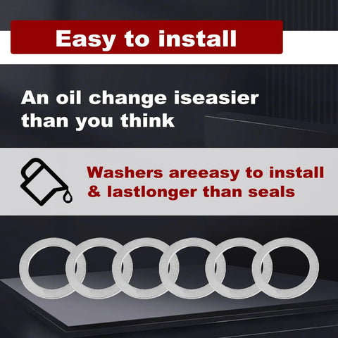 12 Piece Drain Plug Crush Washer And Gasket Set For Transmission And Rear Differential Oil Seals Aluminum Construction displayed