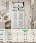 Slick Glide Double Bifold Barn Door With Complete Hardware Kit Eases Through Tight Squeezes As Interior Room Divider, 24x84 inch.