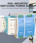 Compact 15W 24V DC DIN Rail Power Supply With AC To DC Input 100 240V 50 60Hz Slim beefy industrial power supply on DIN rail