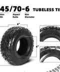 145/70-6 Tubeless Tire For ATV And Go Kart Mini Bikes, 4 Ply Load Up To 165 Lbs At 24 PSI with tread details