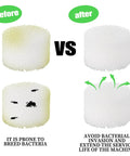 Comparison of dirty vs. clean Must Have Pro Grade 20 Pack Replacement Air Filter Sponges For Compressors.