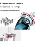 360 degree swivel casters with embedded metal ball bearings for smooth rotation, part of Pack of 4 furniture casters 65 mm/75 mm with brakes.
