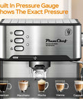 20 Bar Espresso Machine With Milk Frother Steam Wand Compact Home Espresso Maker For Latte And Cappuccino Low Noise Quick Brew 54 Oz Water Tank Pro Grade Flavor And Rich Crema At Home with built-in pressure gauge.