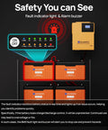 Beefed Up 12V 314Ah LiFePO4 Battery With Bluetooth And SOC LEDs Low Temp Protection 4019Wh 200A BMS shown with fault indicator