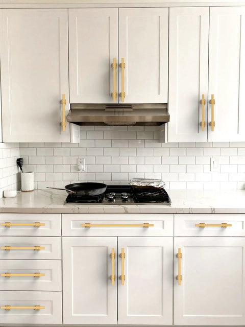 Champagne Bronze Cabinet Pulls Set Of 10 3.75 Inch Zinc Alloy Kitchen Cabinet Handles on white kitchen cabinets