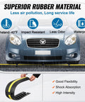 Car driving over 3.28 Foot Cable Protector Ramp 4 Pack One Channel Heavy Duty Rubber Wire Cover With 18000 Lbs Axle Capacity