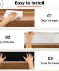 Easy installation process for Non Slip Stair Treads For Wood Steps Peel And Stick 8x30 Inch Runner Rug Black 15 Pack.