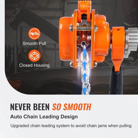 Manual Lever Chain Hoist Quarter Ton Come Along Ten Ft G80 Chain featuring smooth pull and closed housing design