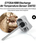 C7735A1000 discharge air temperature sensor with dual metal probes and white plastic housing.