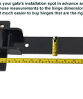 13 Inch Beefy Heavy Duty Gate Hinges With 900 Lb Capacity; tape measuring hinge dimensions