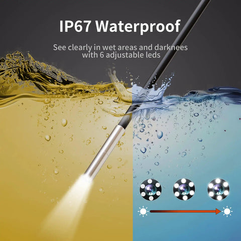 Ultra Slim 3.9mm Endoscope Camera With Light 1920P HD Borescope Inspection Camera underwater showing IP67 waterproof feature