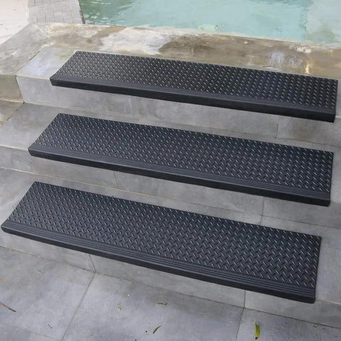 Diamond Plate Step Mats For Commercial Stairs 10 By 36 Inches Six Pack Durable Rubber With Slip Resistant Textured Surface