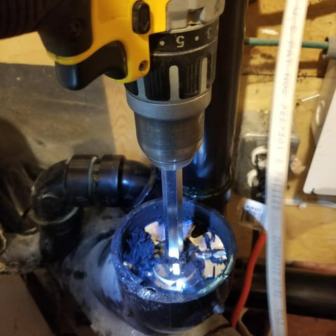 Four Piece PVC Pipe Reamer Set With Socket Saver Heads for Removing SCH 40 From Hub in 1/2 In variable speed drill during repair