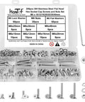 M6 Flat Head Hex Socket Cap Screws Set, 206 Piece All In One Kit With Nuts, Washers, And Allen Wrench, 304 Stainless Steel, Fully Threaded