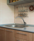 Kitchen with stainless steel cabinet handles and modern fixtures, showcasing 5 Pack Stainless Steel Kitchen Cabinet Handles T Bar Drawer Pulls 12 Inch Length With 7.5 Inch Center Spacing Satin Brushed Nickel Hardware For Kitchen Cupboard Doors And Bathroom Furniture.