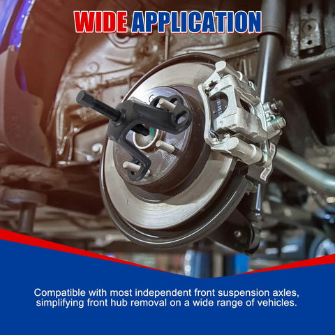 Universal Front And Rear Wheel Hub Puller Set for Flange Type Axle Remover Tool installed on vehicle axle