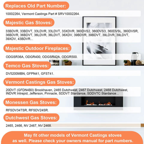 Gas fireplace pilot assembly kit (Hiorucet 10002264) compatibility for HHT, Majestic, Monessen, Temco.