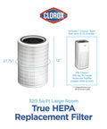 Replacement True HEPA Filter For Large Room Air Purifier With 1500 Sq Ft Coverage Captures 99.97 Percent Of Allergens Down To 0.1 Micron Fits Models 11010 And 11011 Easy Install 1 Count displayed with dimensions