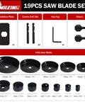 Pro Grade Hole Saw Kit 19-Piece Set With 3/4 Inch To 5 Inch Blades, Mandrels, Drill Bits, Installation Plate, Hex Key And Case