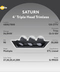 Slick Black 4 Inch Rectangular Trimless Triple Head Gimbal Downlight Delivering Beefy 54 To 84 Watt Output And Dead On 7800 Lumens for office use