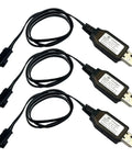 3 Pack Seven Point Four Volt USB Charger Cable With SM3PIN Plug For RC Cars Planes Tanks Boats And Other Remote Control Toys