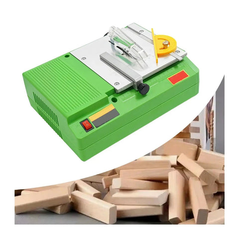 Compact 480W Mini Table Saw Featuring A Knockout Motor And Hella Smooth Wood Panel Slicing Lightweight Portable Electric Cutting Tool on a workbench.