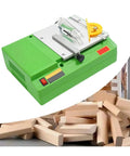 Heavy Duty Portable Saw Station 480W Mini Table Saw For Sharp Precision Wood Cutting Compact Build, green design with blade and base.