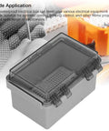 Heavy Duty ABS Electrical Enclosure Box With IP67 Waterproof Rating For 100x150x90mm Distribution Setup shown with transparent lid.