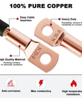 No Brainer Pro Grade Copper Wire Lugs Connectors Kit With Heat Shrink Tubing And Ring Terminals, close-up of copper lugs