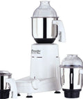 Eco Plus Mixer Grinder 110 Volt For USA And Canada with 550 Watt Motor featuring 3 stainless steel jars with flow breakers displayed in white.