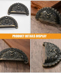 Old School Antique Bronze Lion Head Cabinet Handles Two Pack With Half Round Drawer Pulls for rustic furniture hardware display.