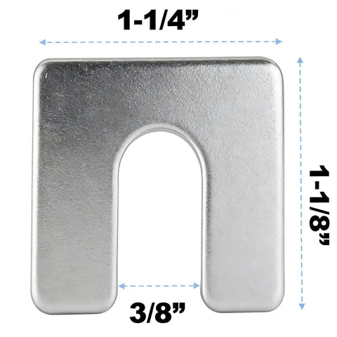 Pro Grade Auto Body Alignment Shim Kit Set, Zinc Plated Steel Shims For Fender And Door Adjustment, Image of shim dimensions